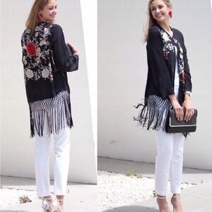 Zara Black Embroidered Cardigan